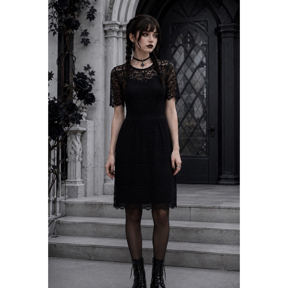 Max & Cleo Black Lace Dress Women's Medium Goth Witchy Whimsigoth